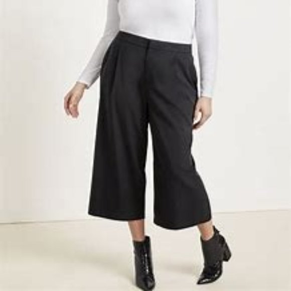 Cato Pants - Essential Lightweight Black Wide Leg Trouser Cropped Pant Plus Size 20W